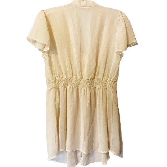 Blue Bird ivory/cream sheer tie front blouse small - Picture 5 of 8